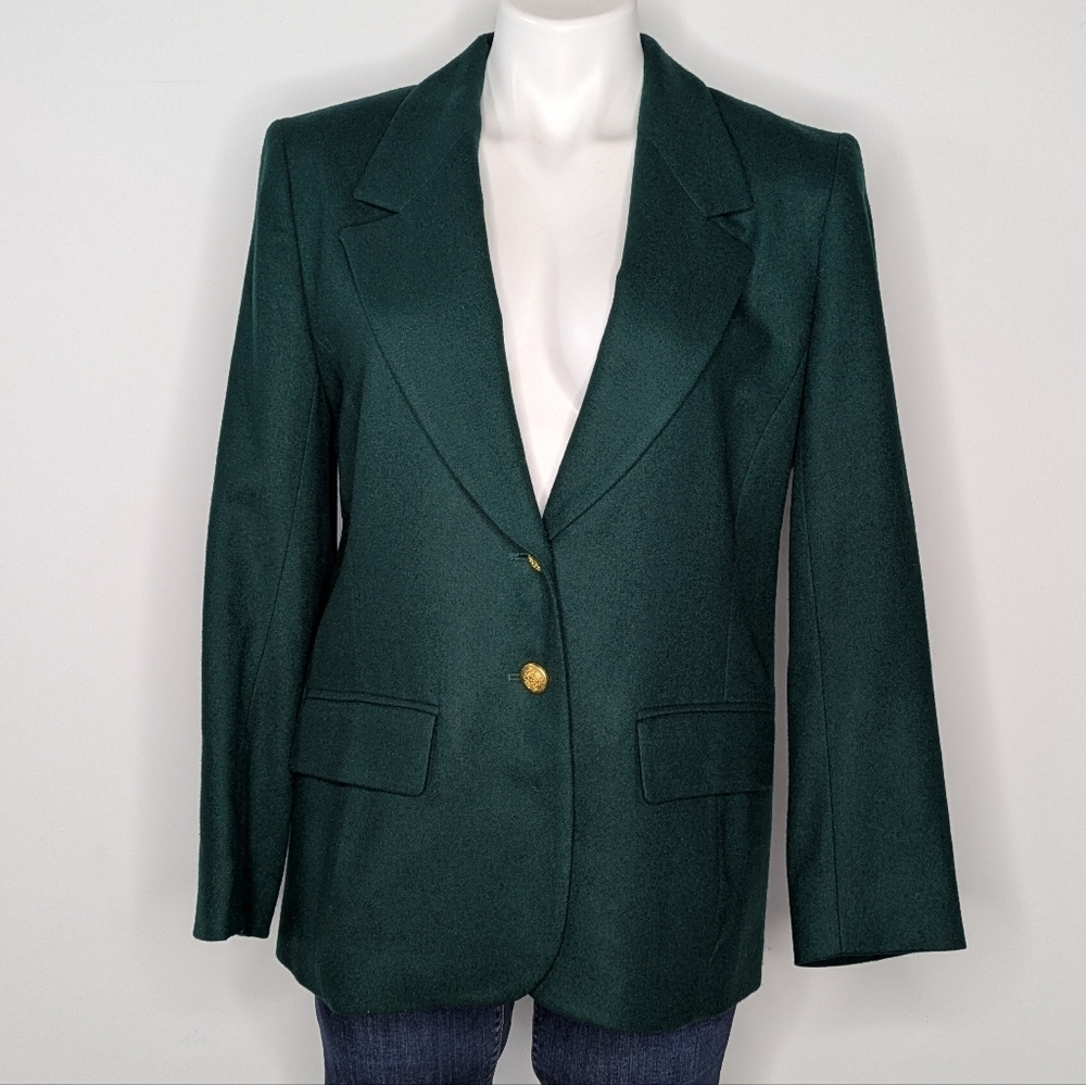 Pendleton Green Wool Button Up Blazer Jacket 10p - image 1